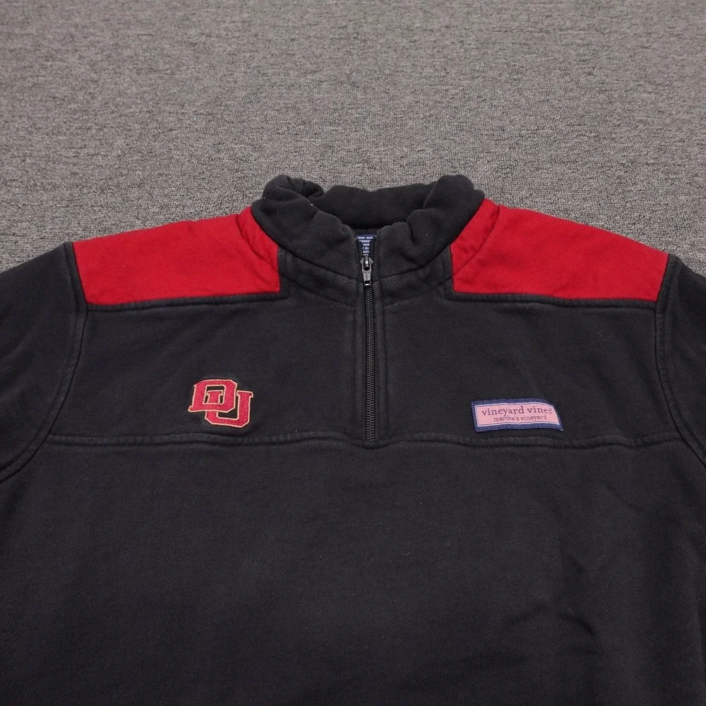 Denver Pioneers Sweatshirt Mens Small Black NCAA Vineyard Vines Quarter Zip